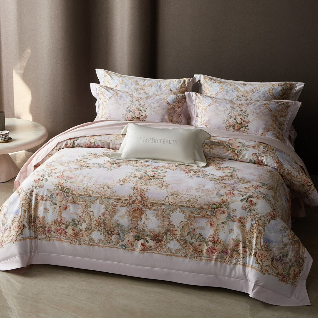 Luxuriöses Floral Baumwollsateen Bettbezug Set