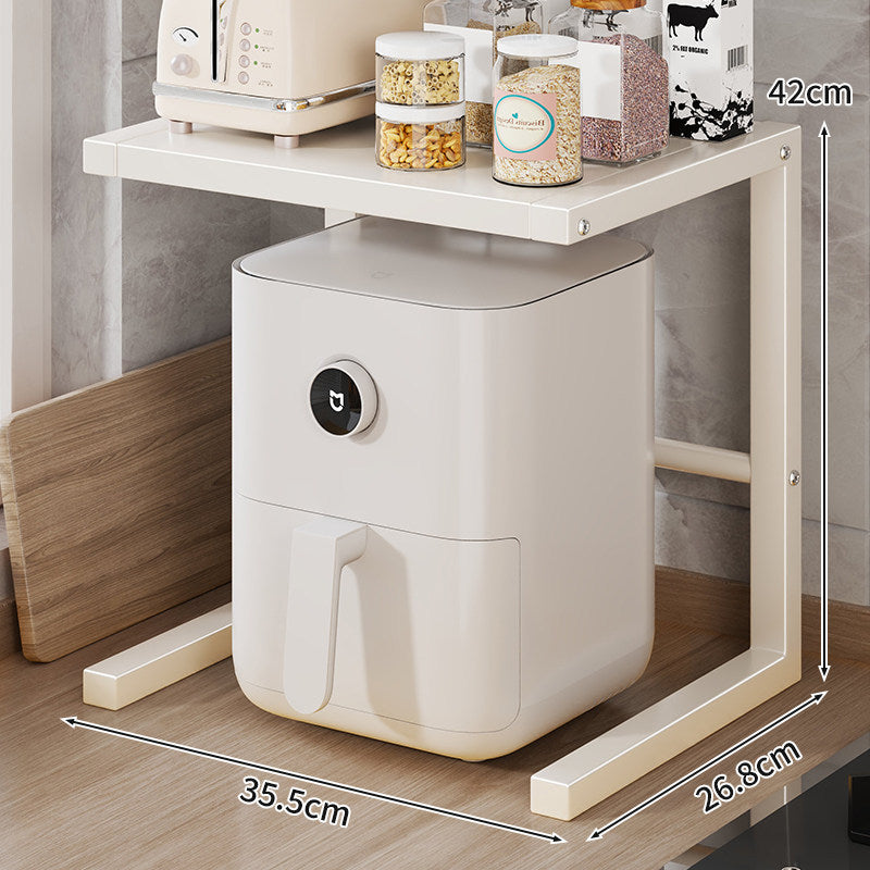 Minimalistischer C-Rahmen-Beistelltisch mit breitem schwebendem Regal und Untertischfreiraum