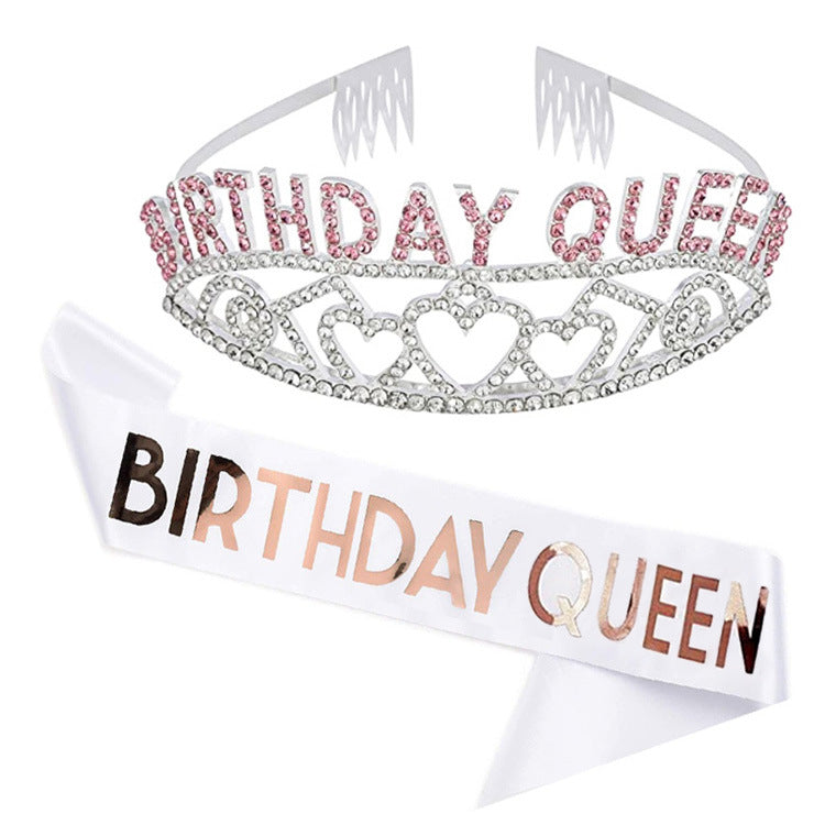 Damen Funkelndes Tiara- und Schärpen-Set Karnz