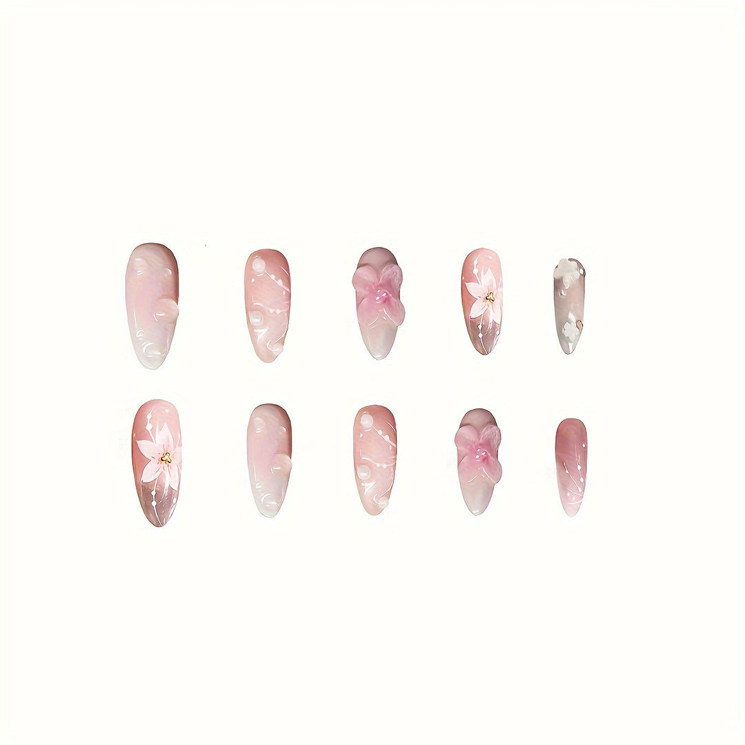 Florale Themen Press-On Nagelkunst Karnz