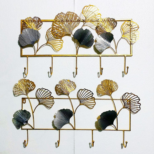 Dekorativer Metall Wandhakenregal mit Ginkgo-Blatt-Design Karnz