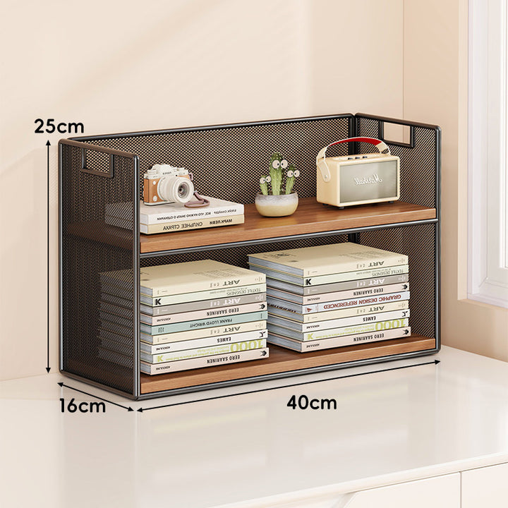 Mesh Stufiger Desktop-Organizer-Regal mit Griffausschnitten