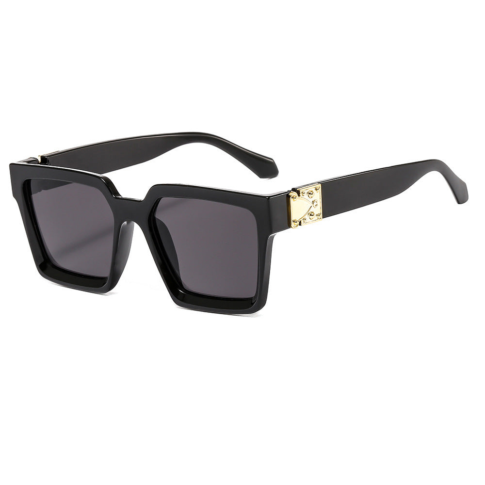 Damen stilvolle quadratische Sonnenbrille mit goldenen Akzenten Karnz