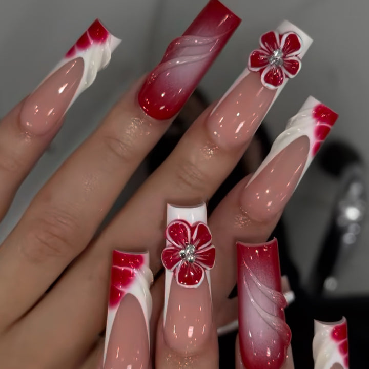 Florale und Künstlerische Druck-auf-Nagelkunst Karnz