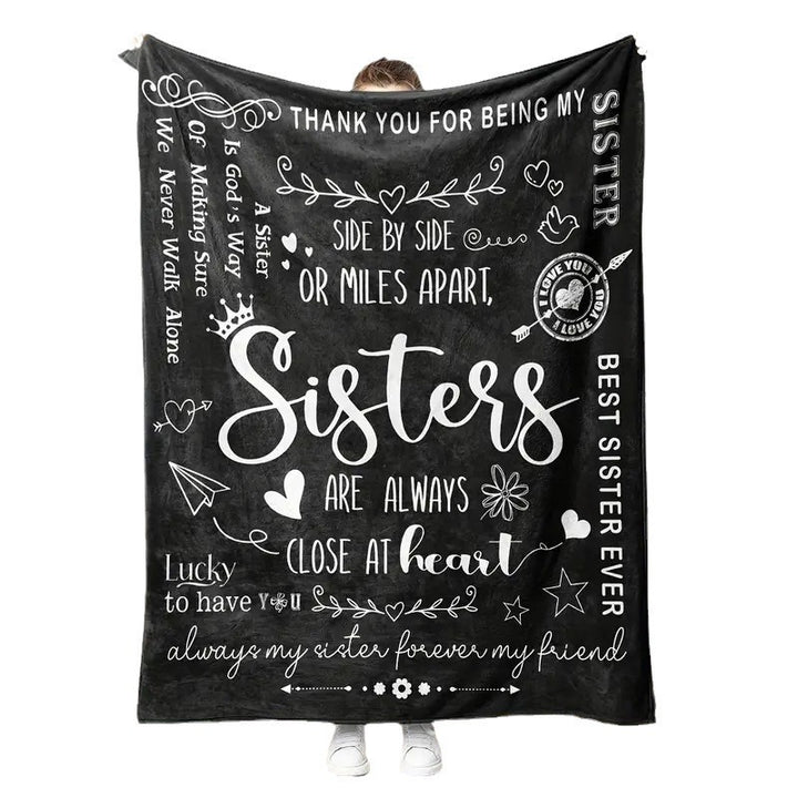 Inspirational Sister-Themed Fleece-Decke