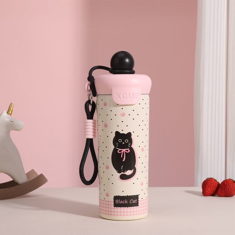 Damen Freizeit-Trinkflasche mit niedlichem Katzenmotiv Karnz