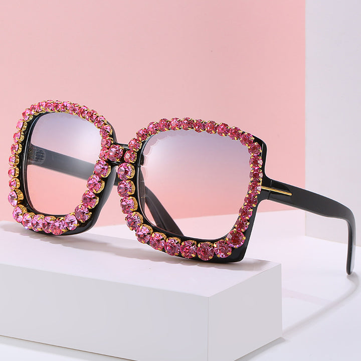 Glamouröse mit Strass besetzte Oversized-Sonnenbrille Karnz