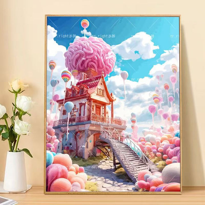 Skurrile Fantasy Landschaft Kunst Leinwand Karnz
