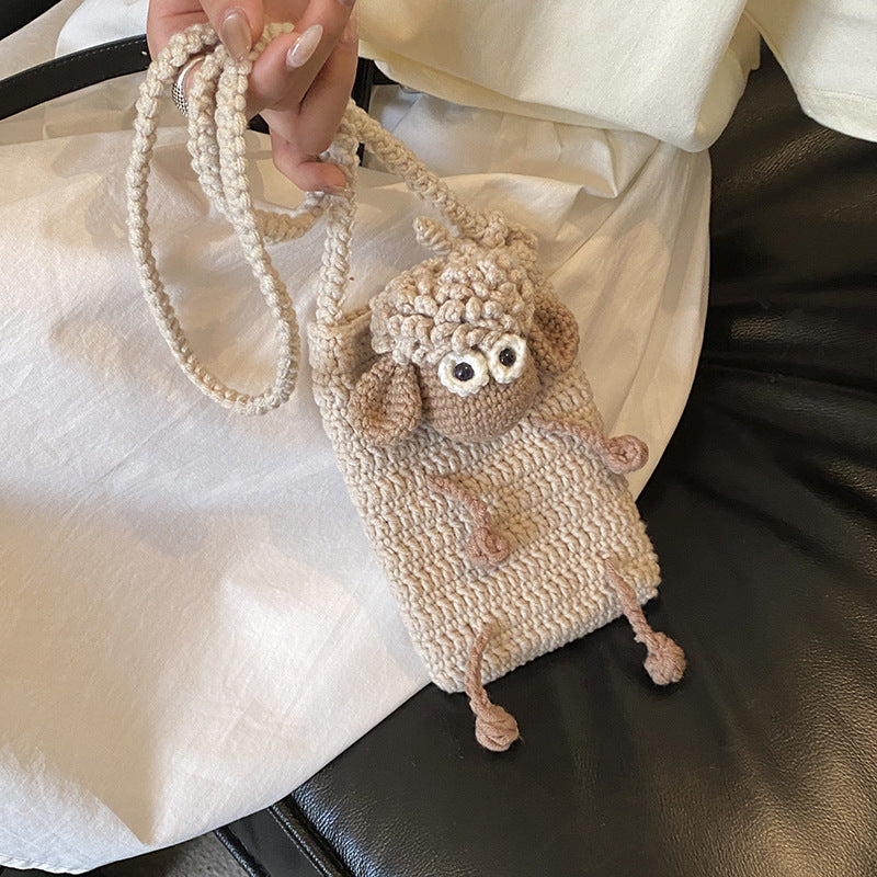 Niedlicher Schaf-Themen Häkel Mini-Rucksack