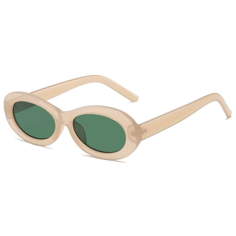 Damen modische ovale Sonnenbrille mit UV-Schutz und innovativem Design Karnz