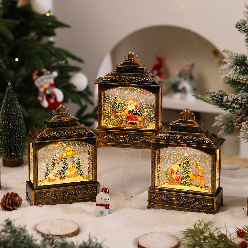 Nostalgische Weihnachtslaterne mit beweglicher Schneefallszene Karnz