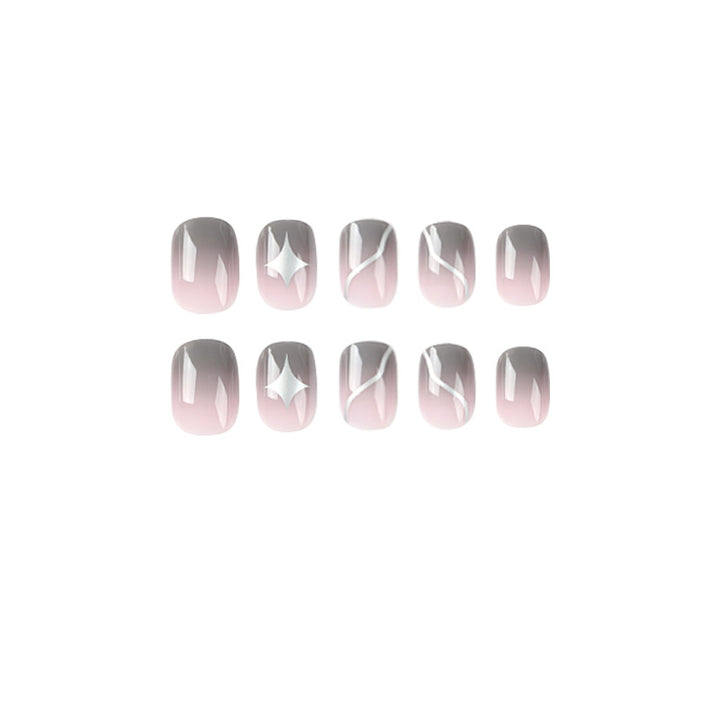 Künstliche Nagelkunst mit elegantem Ombre-Design und reizvollen Akzenten Karnz