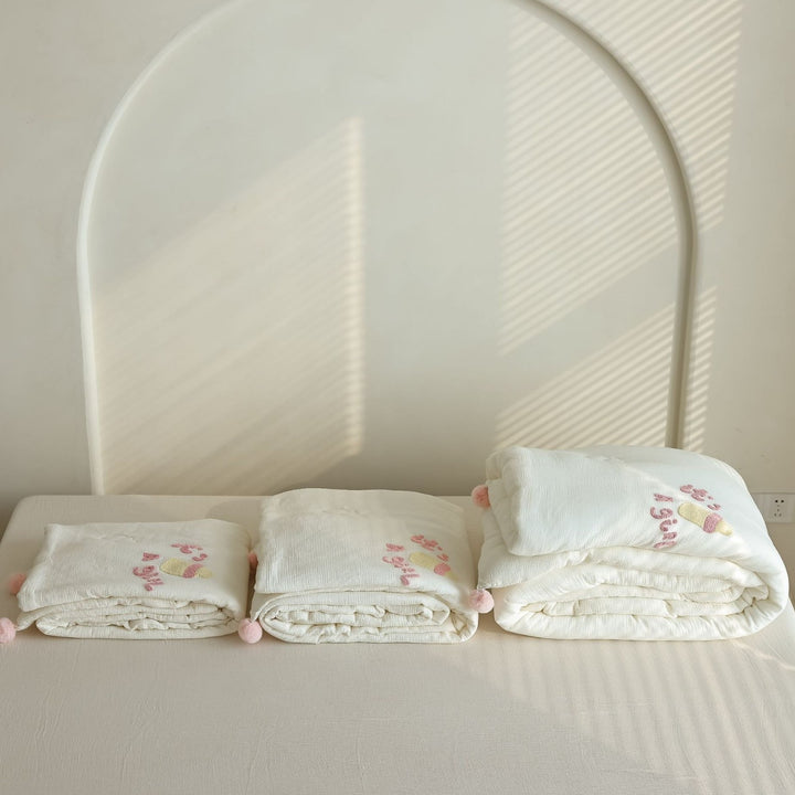 Baumwolle Baby Mädchen Bestickte Steppbett Futon Bettdecke