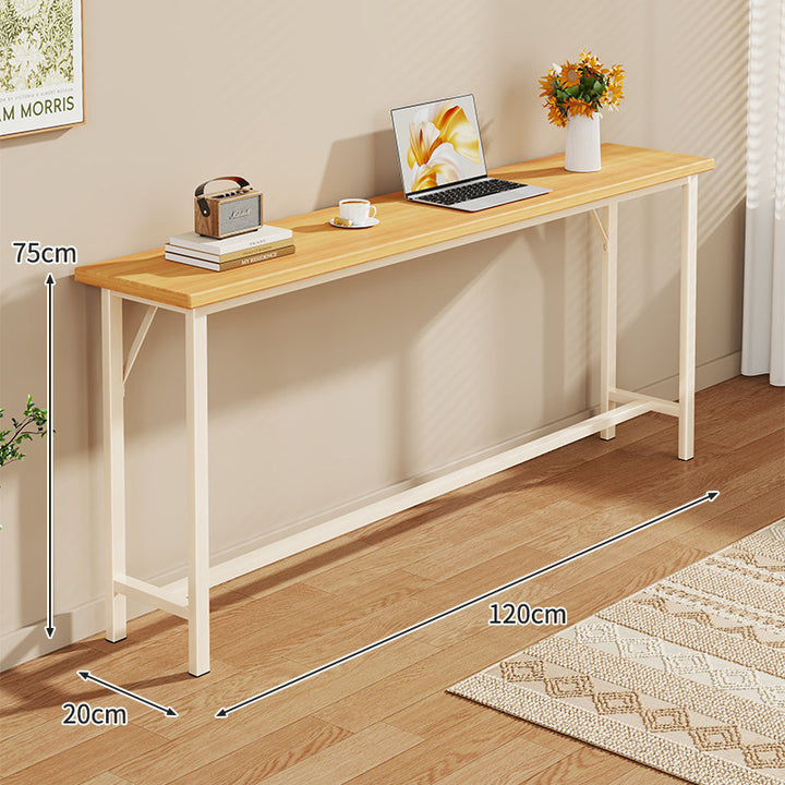 Slim Industrial Konsolentisch mit Holzplatte und Stahlrahmen