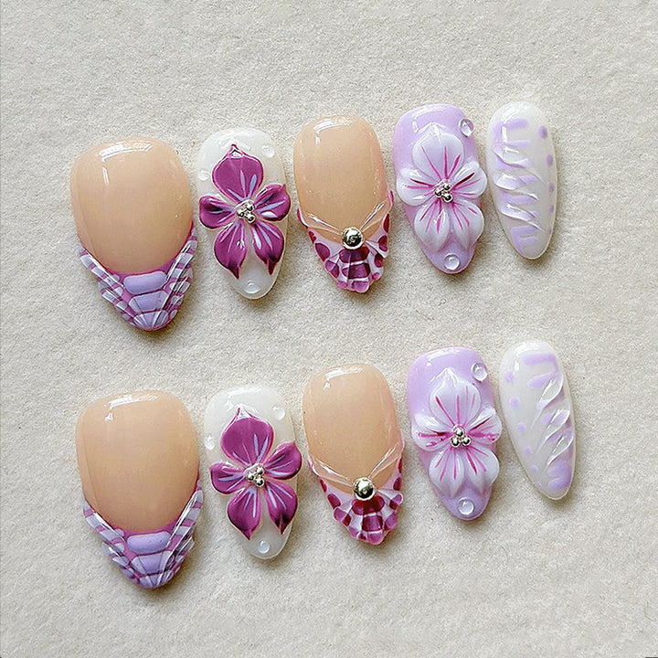Elegante Blumen Design Press-On Nägel Set Karnz