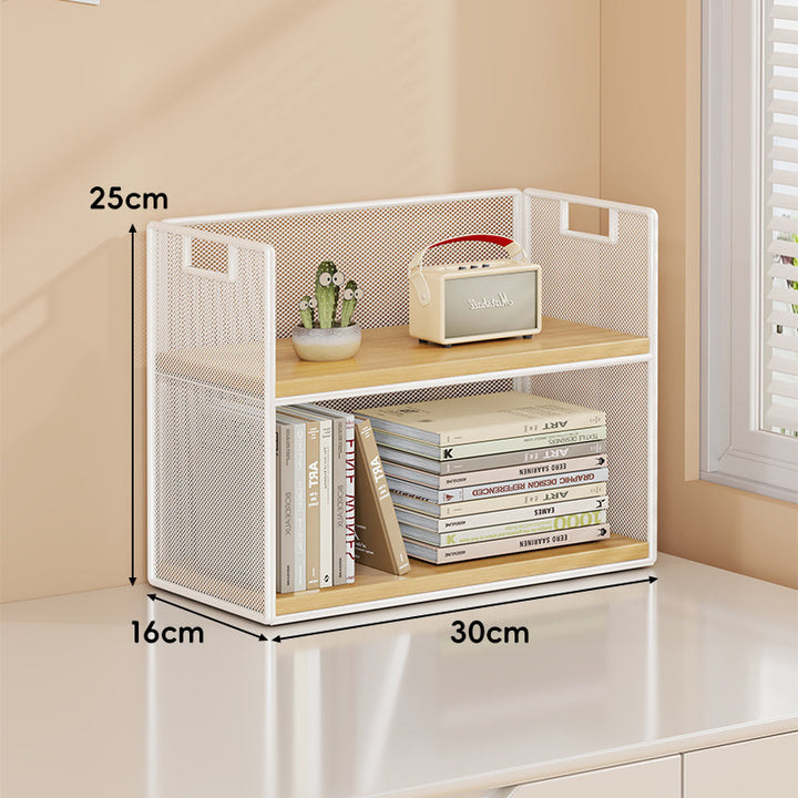 Mesh Stufiger Desktop-Organizer-Regal mit Griffausschnitten