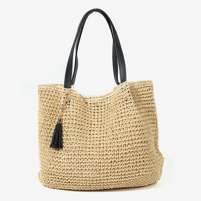 Damen Handgefertigte Tragetasche aus geflochtenem Naturmaterial mit elegantem Tassendetail Karnz