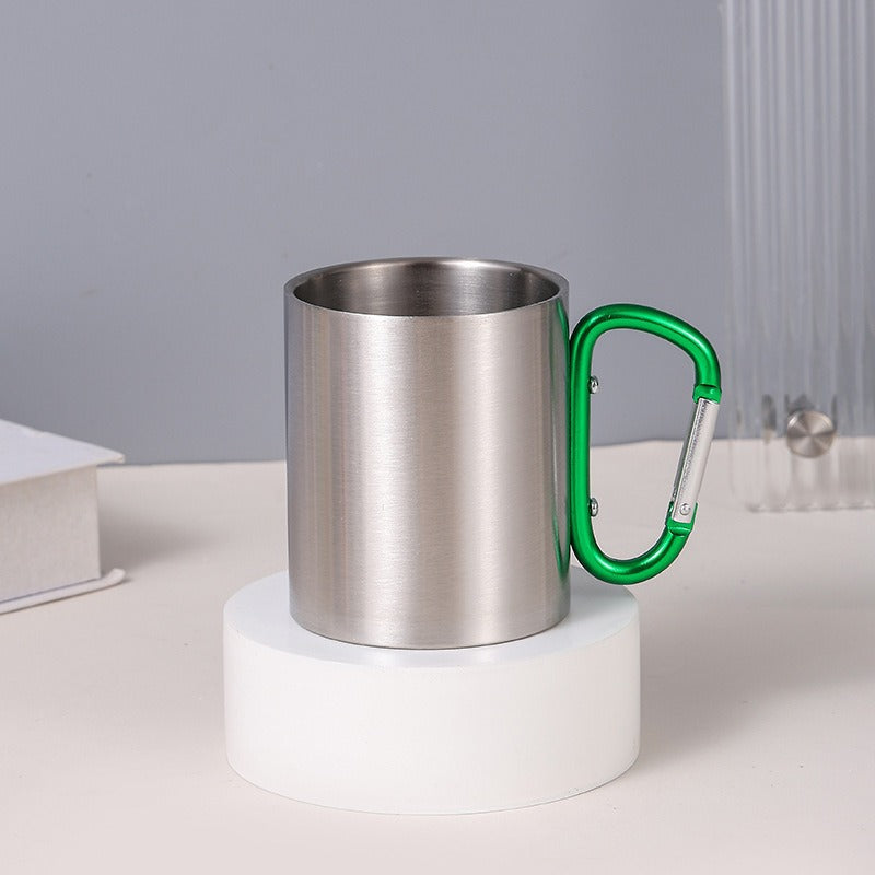 Damen Edelstahl Kaffeebecher mit Karabinergriff Karnz