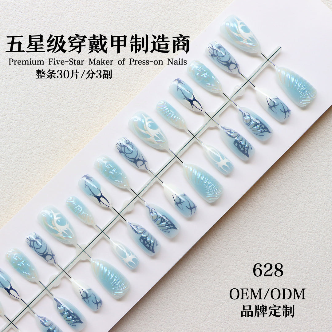 Dekoratives Press-On Nagelkunstset mit ozeanischen Designs Karnz