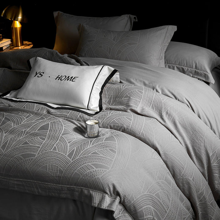 Luxuriöse Baumwollsatin-Bettwäschegarnitur mit Jacquard-Struktur