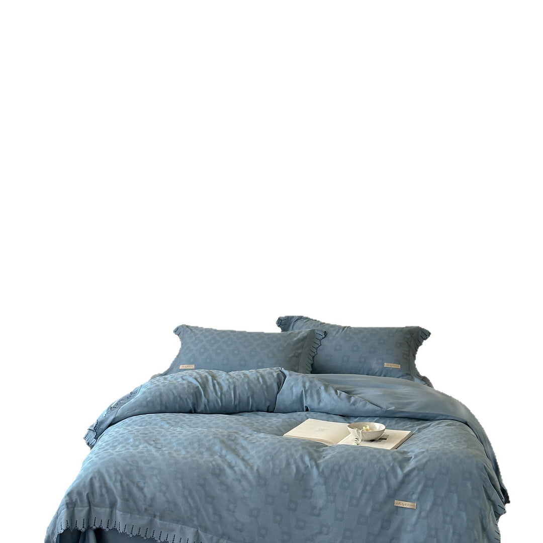 Gekräuselter bestickter Jacquard Bettbezug Set