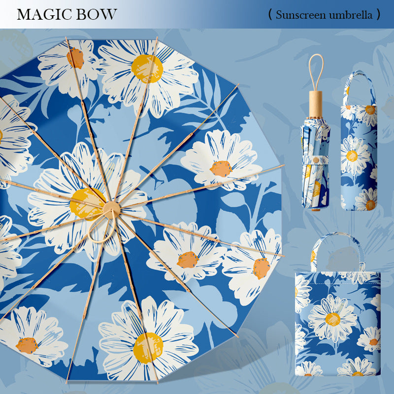 Damen Sonnenschutzschirm mit elegantem Blumendesign Karnz