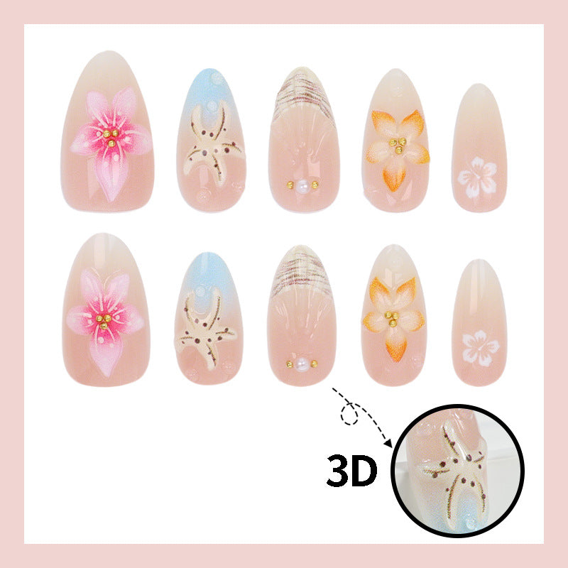 Kunstnagelset mit floralen Motiven und strahlenden Akzenten Karnz