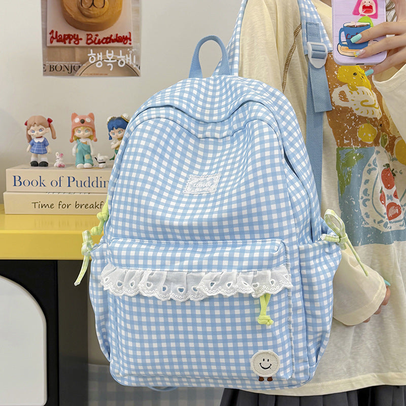 Süßer Gingham-Print-Rucksack Karnz