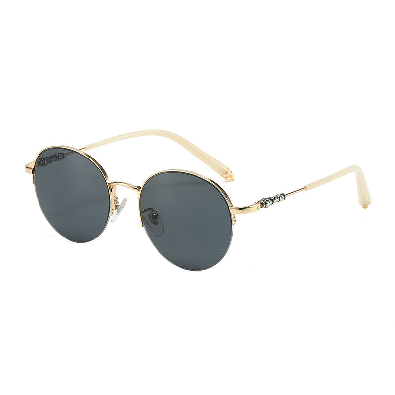 Damen runde Sonnenbrille mit elegantem Metallrahmen und komfortablen Nasenpads Karnz