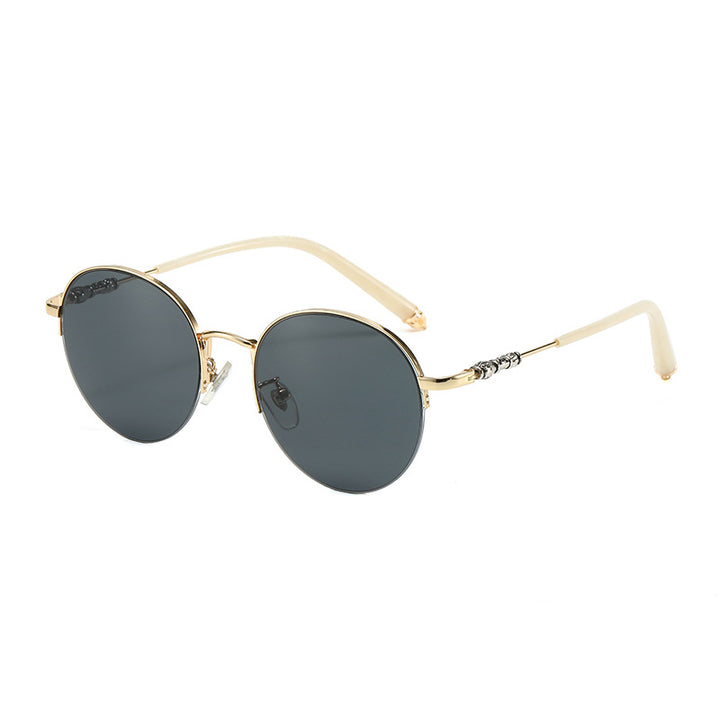 Damen runde Sonnenbrille mit elegantem Metallrahmen und komfortablen Nasenpads Karnz