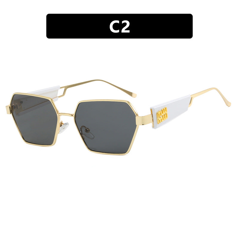 Damen hexagonale Sonnenbrille mit elegantem Metallrahmen und schützenden Gläsern Karnz