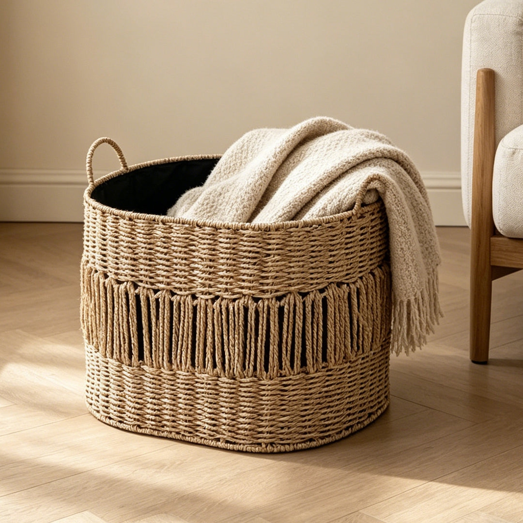 Aufbewahrungskorb mit elegantem Fransen-Design Karnz