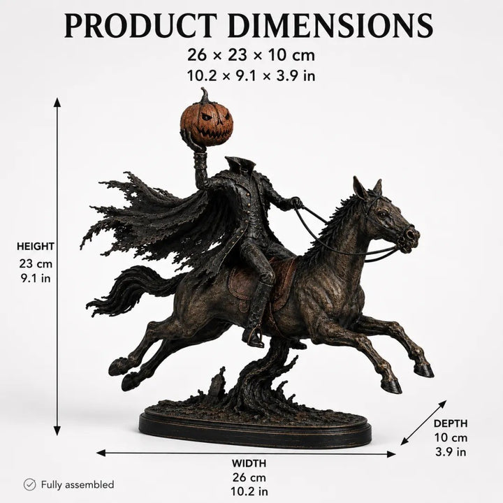 Dekorative Halloweenfigur auf Pferd mit Kürbis Karnz