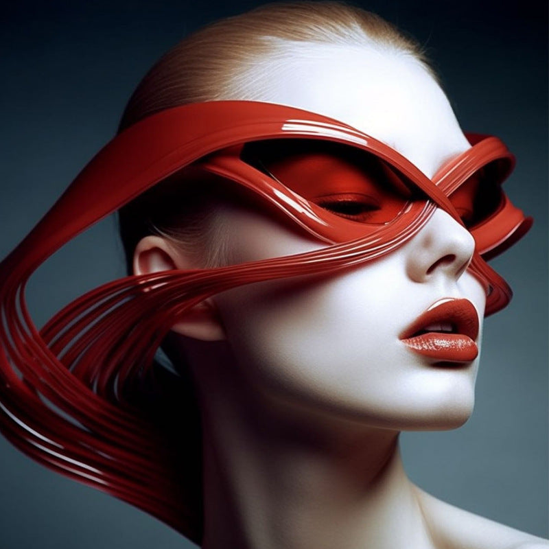 Damen außergewöhnliche Sonnenbrille mit geschwungenem Design Karnz