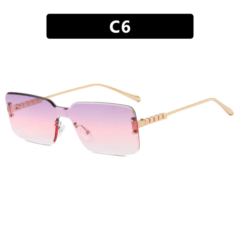 Damen moderne rechteckige Sonnenbrille mit stilvollem Metallrahmen Karnz