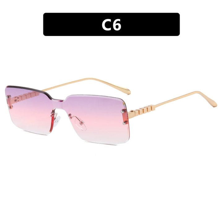 Damen moderne rechteckige Sonnenbrille mit stilvollem Metallrahmen Karnz