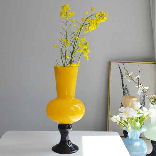 Skulptural Hoher Hals Blasenglas Fußvase Karnz