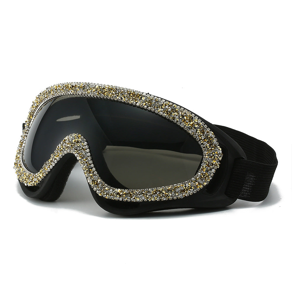 Damen Sportliche Skibrille mit glamourösem Kristallbesatz Karnz