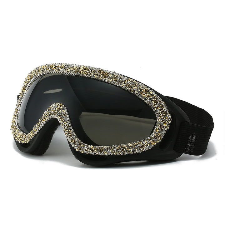 Damen Sportliche Skibrille mit glamourösem Kristallbesatz Karnz