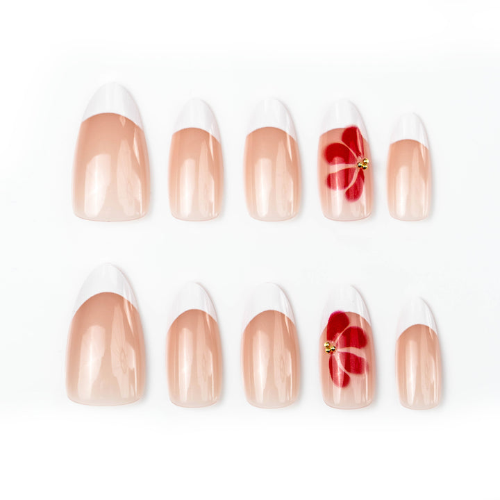 Elegante Blumenakzent Druck-auf-Nagelkunst Karnz