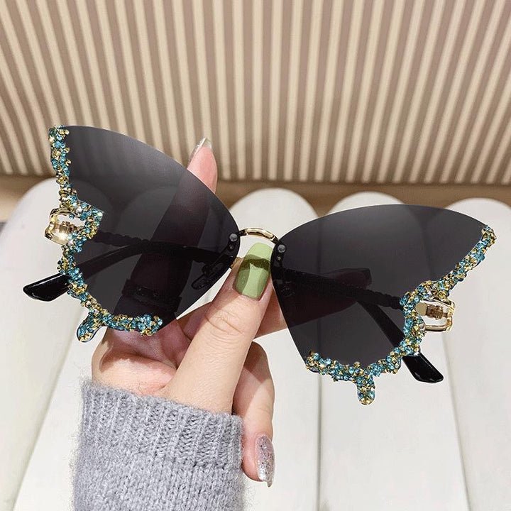 Damen extravagante Sonnenbrille mit funkelndem Butterfly-Design Karnz