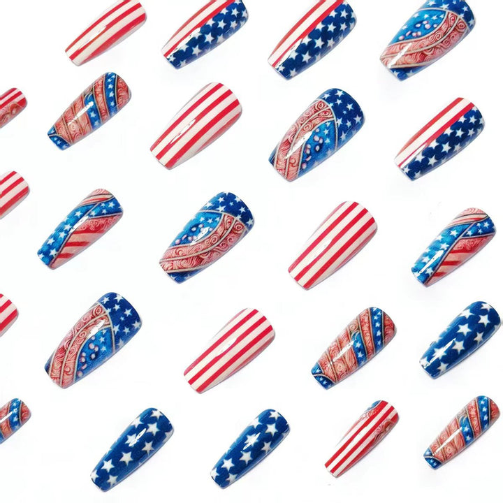 Kunstnägel mit Kreativen Patrioten-Motiven Karnz