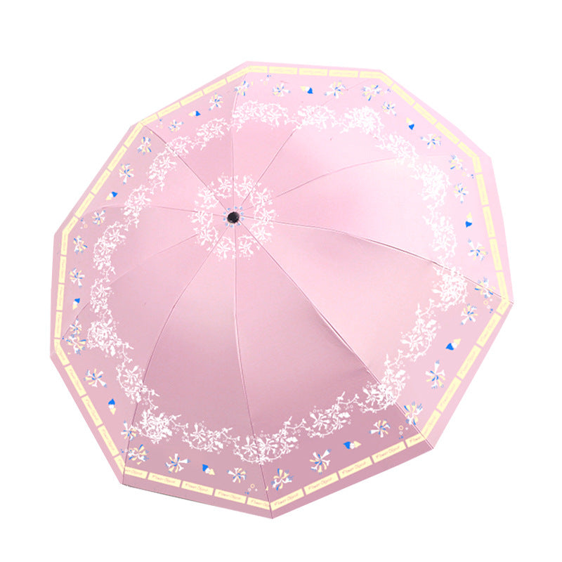 Damen Eleganter Falt-Regenschirm mit floralen Mustern Karnz