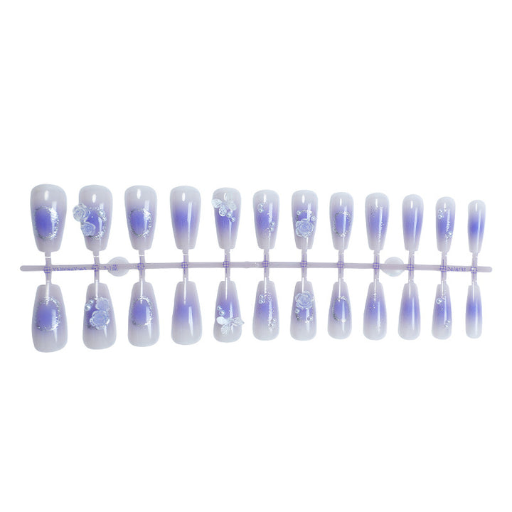 Künstlerisches Ombre Floral Press-On Nagel Set Karnz