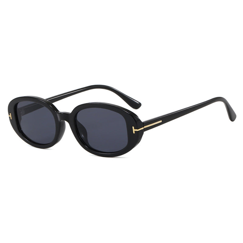 Damen stilvolle ovale Sonnenbrille mit goldenen Details Karnz