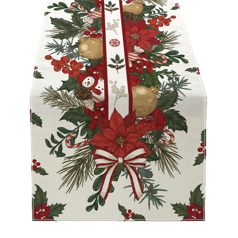 Baumwolle-Leinen Festlicher Weihnachtsstern Tischläufer