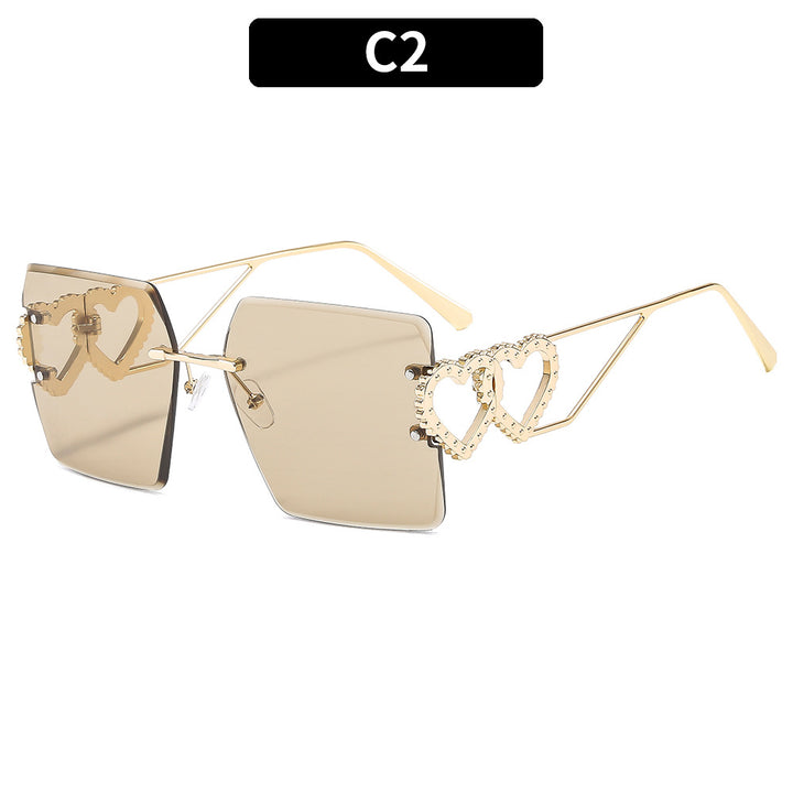 Herz-dekorierte übergroße quadratische Sonnenbrille