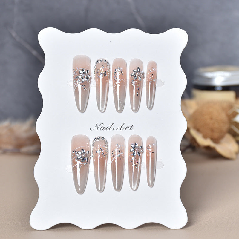 Elegante Stiletto Press-On Nagelverlängerungen mit Strass Karnz
