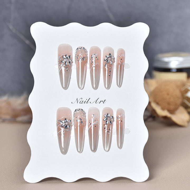 Elegante Stiletto Press-On Nagelverlängerungen mit Strass Karnz