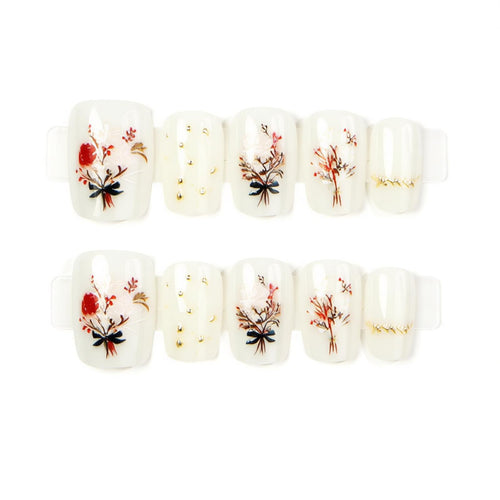 Floral Dekorative Press-On Nagelkunst Set Karnz